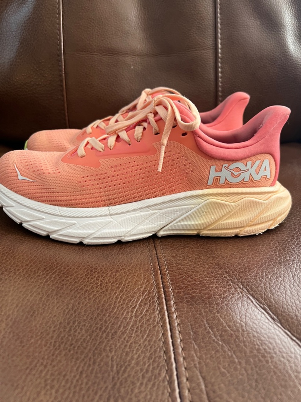 Hoka One One Arabic 7  Women's Coral Peach Running Shoes Size 7.5